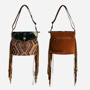 Myra Stone Mesa suede Fringed Shoulder Bag leather hide on hair New western boho
